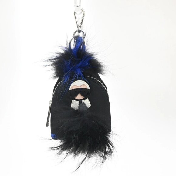 FENDI Karlito Backpack Bag Key Chain Charm Pouch Nylon